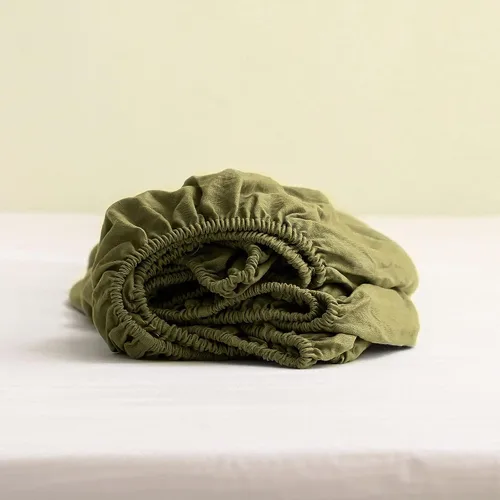 Miniatura 8 de Sábana bajera de 100 % lino lavado a la piedra, color sólido – (1 pieza) funda de colchón de 14 pulgadas de profundidad suave, natural y Oliva