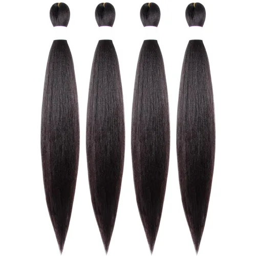 Miniatura 18 de Cabello trenzado preestirado de 10 pulgadas, 4 paquetes, extensiones de cabello corto para trenzas, cabello sintético preestirado #1 (negro azabache)