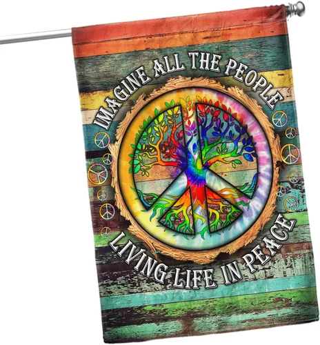 Miniatura 19 de Banderas PSL318F - Bandera hippie de personas que viven la vida en paz PSL318F, bandera de jardín (11.5 x 17.5 pulgadas), banderas de jardín de casa