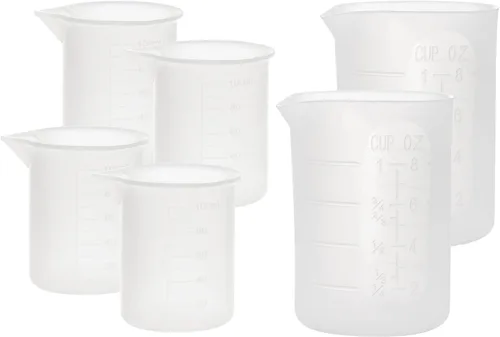 Gartful Juego de 6 tazas medidoras de silicona de 250ml y 100ml, tazas de mezcla de silicona para epoxi, artes con resina, pegamento, moldes de