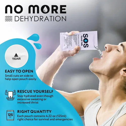 Miniatura 4 de MOUNTAIN ESSENTIALS Paquete de 6 barras de alimentos de emergencia de 2400 calorías y agua de emergencia S.O.S. 4.22 onzas, paquete de 24 con 5 años