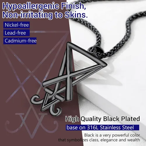 Miniatura 62 de PROSTEEL Satanic Jewelry Upside Down Cross Necklace for Men Women, 316L Stainless Steel/925 Sterling Silver Inverted Cross/Leviathan Cross Pendant