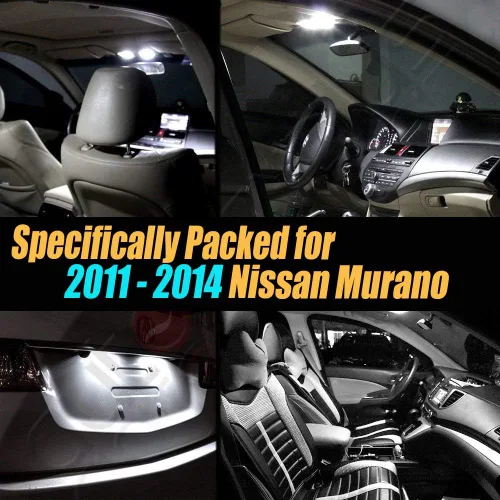 Miniatura 2 de Paquete de 14 luces LED para interior de automóvil, color blanco superblanco, 6000 K, compatible con Nissan Murano 2011-2014
