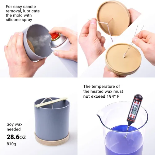 Miniatura 3 de Moldes de velas para hacer velas en forma de cilindro - Altura: 4.3 pulgadas, ancho: 3.9 pulgadas - Moldes de cera para manualidades - Moldes