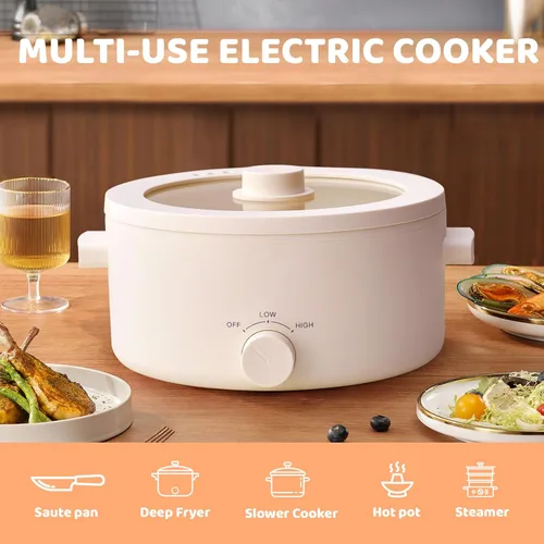 Miniatura 12 de Olla Caliente Eléctrica, Olla Eléctrica Portátil de 3L con Revestimiento Antiadherente de Cerámica, Cocina Romen Multifuncional de Doble Potencia