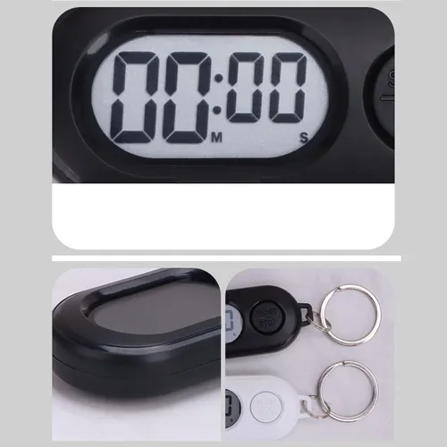 Miniatura 5 de Paquete de 2 llaveros temporizadores, temporizador digital de cuenta regresiva, reloj de contador de tiempo para deportes al aire libre con diseño