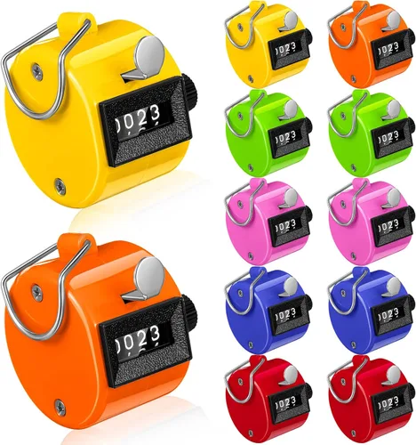 Copkim 12 contadores de cuentos de mano, contador de clicker de 4 dígitos, contador de tono de metal, contadores mecánicos de mano, para