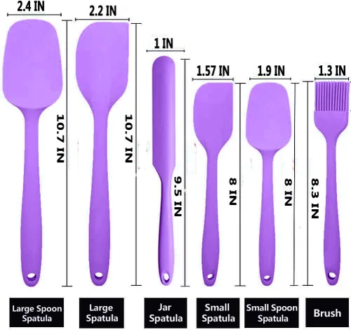 Miniatura 6 de Juego de 6 espátulas de silicona resistentes al calor, juego de espátulas de goma para utensilios de cocina antiadherentes, utensilios de cocina