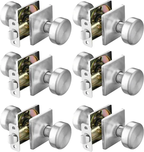 Miniatura 37 de Paquete de 6 pomos de puerta negros con roseta cuadrada, pomos de puerta Pismo con cerradura, manijas de puerta de privacidad interior para baño