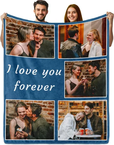 Miniatura 7 de PUREFLY Manta personalizada con fotos de texto, mantas personalizadas regalos para esposa, novia, cumpleaños, aniversario, boda, San Valentín, Foto