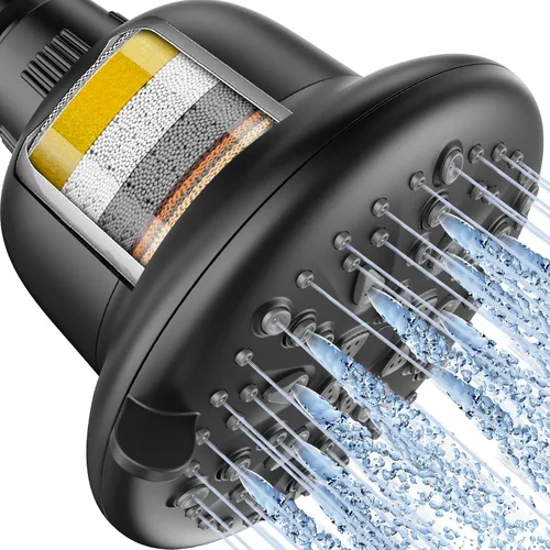 Cobbe - Cabezal de ducha filtrado, 7 modos de cabezales de ducha de alta presión - Filtro de ducha de 16 etapas para agua dura para eliminar el Negro