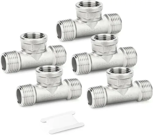 Miniatura 27 de TAISHER 2 piezas de accesorios de tubo en T de acero inoxidable 304, accesorios de tubo hembra NPT de 1-1/2" x 1-1/2" x 1-1/2