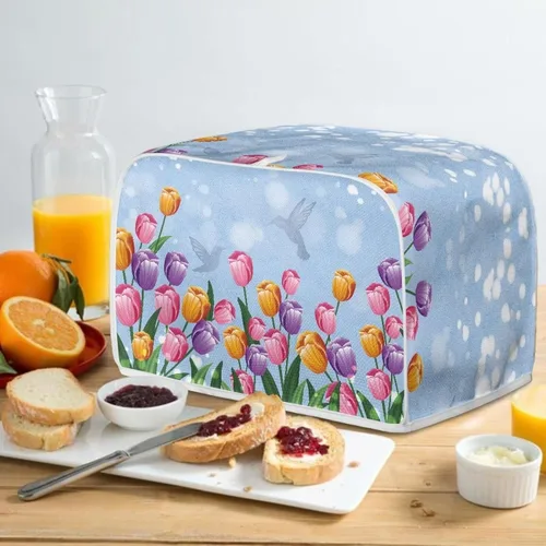 Miniatura 5 de Cubierta para tostadora de flores coloridas de 2 rebanadas de ranura ancha, a prueba de polvo, protectores de huellas dactilares y protección contra