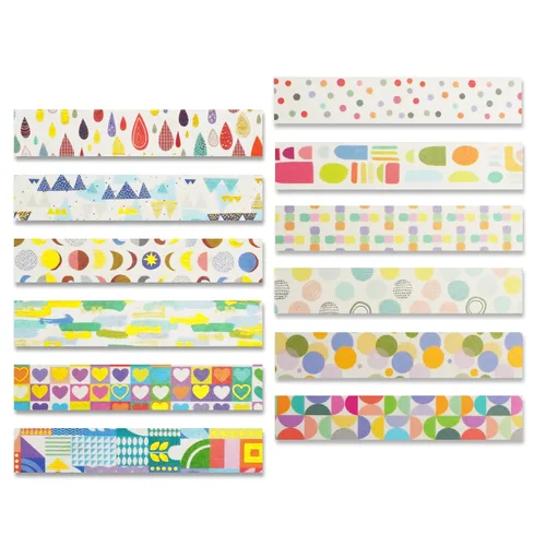 Miniatura 9 de Bonito juego de 12 rollos de cinta washi de papel de aluminio dorado para dibujo de dibujos animados, cintas decorativas para artes, manualidades