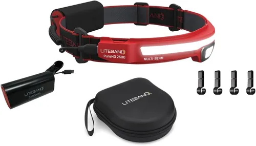 Liteband Bundle PRO PureHD - Linterna frontal LED recargable de 2500 lúmenes, funciona con pilas, linterna de cabeza brillante, luz de casco duro,