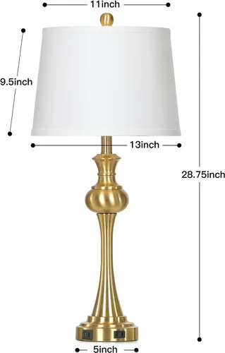 Miniatura 7 de Cinyirong Lámparas de mesa doradas de 28.75 pulgadas, modernas, con control táctil de 3 vías, regulable, con puertos USB A+C y salidas de CA