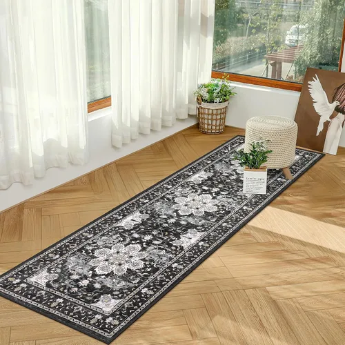 Miniatura 4 de Bsmathom Alfombra de Pasillo para Pasillos Antideslizante Lavable Boho 2x6 Alfombras de Pasillo Pelo Bajo Alfombras Vintage para Entrada, Cocina
