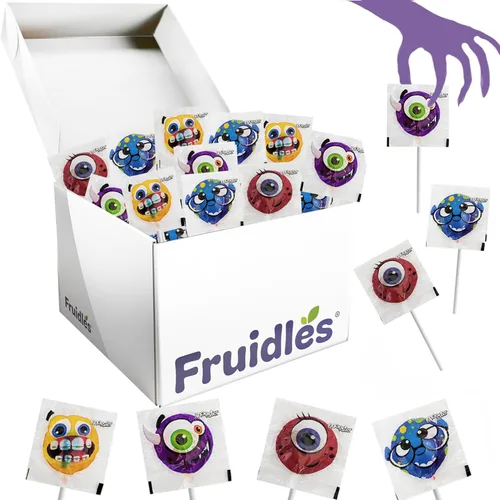 Miniatura 10 de Fruidles Piruleta de monstruo de Halloween, caramelos variados, rellenos de bolsas de golosinas, envueltas individualmente (1 libra)
