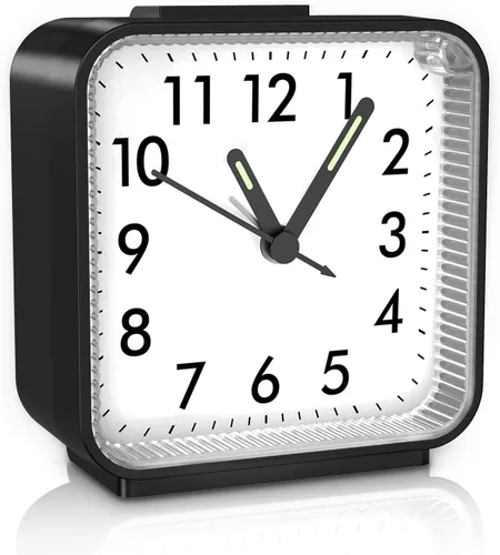 Reloj despertador analógico, reloj de mesa silencioso sin tictac, reloj de noche de viaje con repetición, luz nocturna, sonidos de pitido