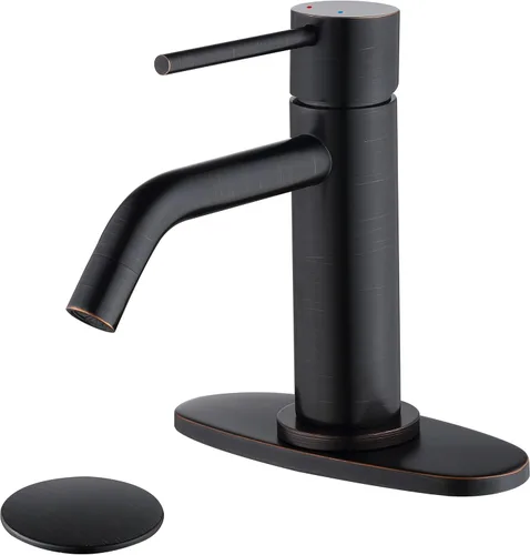 Miniatura 19 de Grifo de fregadero negro con ensamblaje de drenaje y líneas de suministro cUPC, grifos negros mate de acero inoxidable para fregadero de baño, grifo