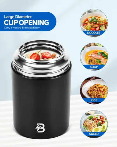 Miniatura 5 de Tarro térmico para alimentos, recipientes de almuerzo aislados al vacío de acero inoxidable de 20 onzas con cuchara, termo de boca ancha