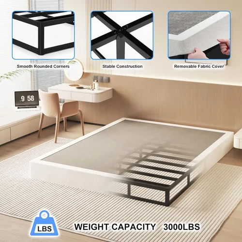 Miniatura 3 de NHODIR Base de cama de metal resistente de 7 pulgadas, sin ruido y sin herramientas, fácil montaje, base de soporte de colchón para cama