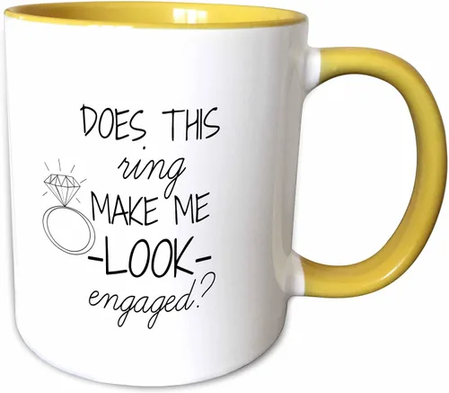 Miniatura 9 de 3dRose Taza de café, tamaño – 11 oz – ¿Este anillo me hace mirar comprometido negro con fondo blanco divertido dicho – divertido regalo de taza