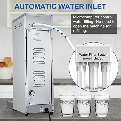 Miniatura 8 de Dispensador de agua caliente, caldera de agua comercial, calentador eléctrico, máquina de agua caliente, acero inoxidable, 30 L (8 galón), control