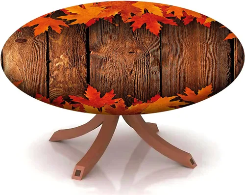 Miniatura 14 de Mantel redondo ajustable con patrón marítimo, borde elástico, adecuado para catering y cocina, se puede limpiar con el mantel de mesa redonda