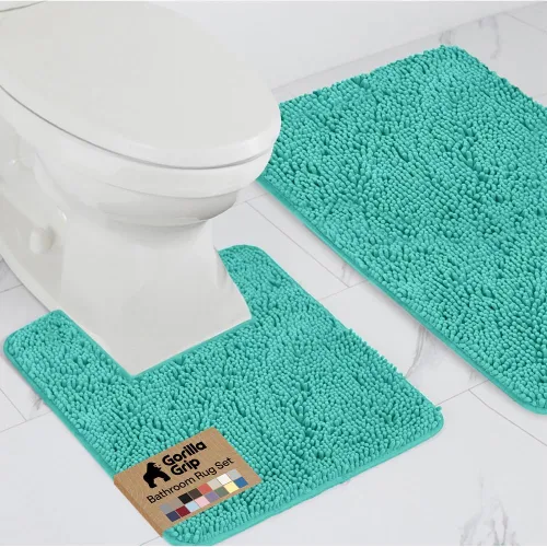 Miniatura 19 de GORILLA GRIP - Juegos de alfombras de baño, juego de 2 alfombras de chenilla suave, alfombra base para inodoro y alfombra de 30 x 20, alfombras Negro