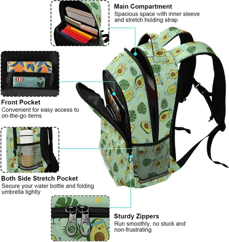 Miniatura 5 de MNSRUU Mochila escolar con correa para el pecho, mochila para laptop Galaxy Planets, mochila de senderismo de viaje para niños y niñas, Planta