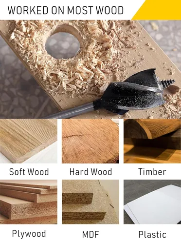 Miniatura 4 de Broca de madera de 1 pulgada x 6-1/2 pulgadas. x 2 brocas para madera con vástago hexagonal de cambio rápido de 1/4 pulgadas