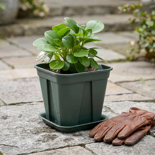 Miniatura 4 de Fasmov Macetas cuadradas de plástico de 7 pulgadas con orificio de drenaje, macetas de jardín para plantas de vivero, macetas de flores con bandejas