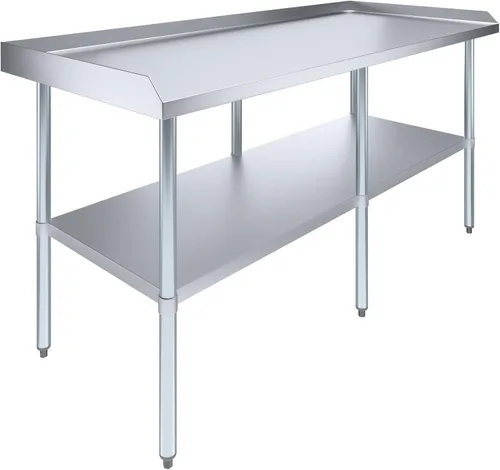 Miniatura 9 de AmGood Mesa de trabajo comercial con protector antisalpicaduras y protectores laterales Altura: 35" Mesa de preparación de acero inoxidable