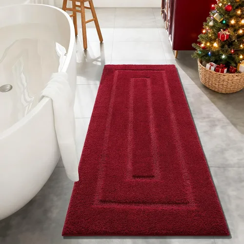 Miniatura 37 de HOMORE Alfombra de baño gris de 24 x 60 pulgadas, suave, absorbente, alfombra de pasillo de baño lavable, alfombras largas antideslizantes