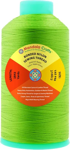 Miniatura 48 de Mandala Crafts - Hilo de nailon para coser cuero, tapicería, mezclilla y para trenzar el pelo; resistente, 1500 yardas, tamaño 69 T70 Marrón