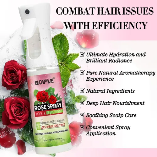Miniatura 3 de 2 unidades de agua de rosas para el cabello Loc Spray hidratante refrescante para rastas – Crema hidratante para el cuero cabelludo de agua de rosas