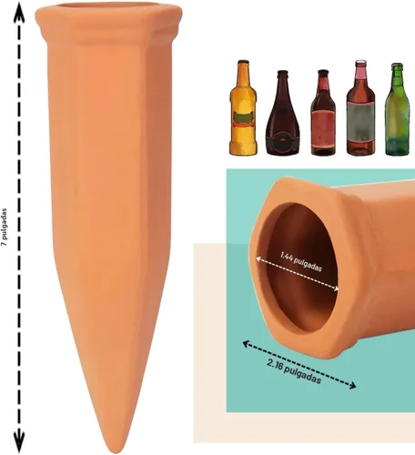 Miniatura 2 de vensovo 10 picos de riego de terracota, estacas automáticas de riego automático, dispositivos de riego de plantas para botellas de vino, botellas