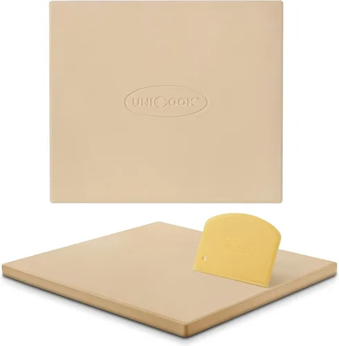 Unicook Piedra grande para pizza para horno y parrilla, piedra de hornear resistente para pan, bandeja de pizza de cordierita resistente a los