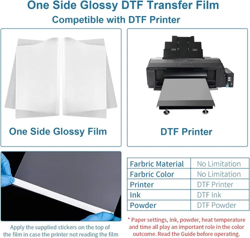 Miniatura 3 de A ANGG Kit de película y polvo de transferencia DTF para impresora DTF y sublimación, 30 hojas A4 película DTF brillante de un lado, polvo DTF