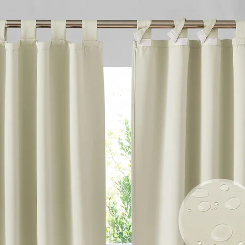 Miniatura 30 de RYB HOME Cortinas para Exteriores para Patio - 2 Paneles Cortinas para Exteriores Desmontables con Parte Superior Adhesiva Impermeables Opacas