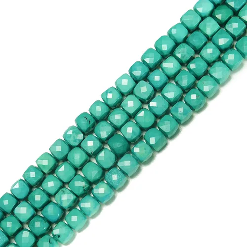 JM Design Granos de cubo facetados turquesa verde azul tamaño 0.276 in 15.5" hebra para la fabricación de joyas