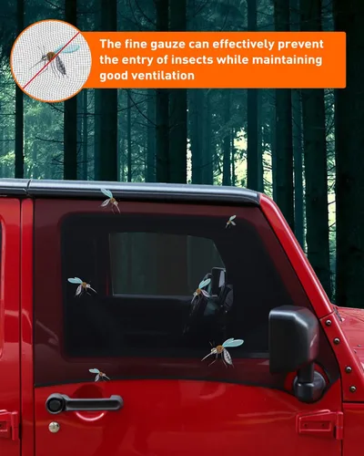 Miniatura 2 de Savadicar Parasol para ventana delantera, parasol de malla transpirable para ventana lateral, media cubierta, compatible con Jeep Wrangler TJ JK JL