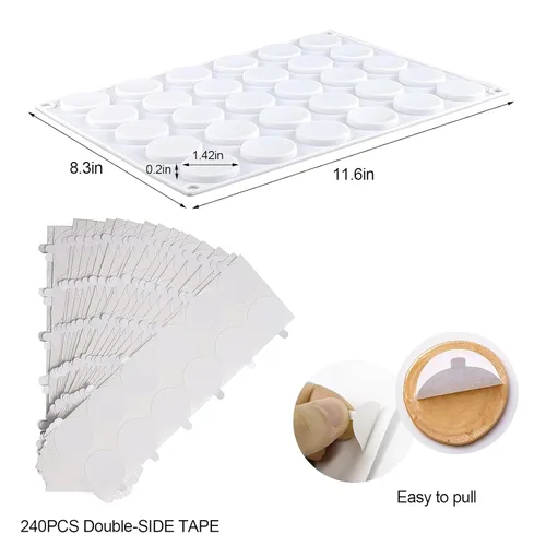 Miniatura 3 de Alfombrilla de silicona para sello de cera, kit de sellado de cera, alfombrilla de sellado de cera de 30 cavidades con 240 puntos adhesivos de doble
