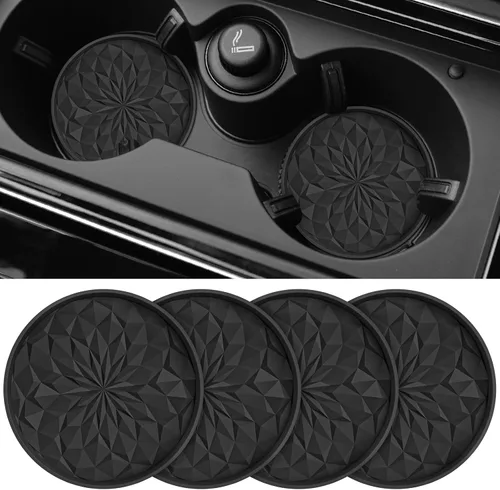 ME.FAN Posavasos de automóvil para portavasos [4 unidades] – Alfombrillas empotradas de silicona de 2.75 pulgadas – Accesorios universales Paquete