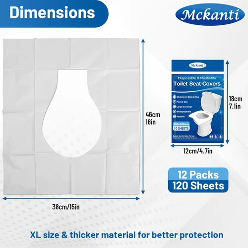 Miniatura 8 de Mckanti Fundas Desechables para Asiento de Inodoro - Paquete de 120 Fundas de Papel Desechables XL para Asiento de Inodoro para Adultos y Niños