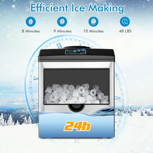 Miniatura 4 de PETSITE Dispensador de agua 2 en 1 para máquina de hielo, máquina electrónica portátil con dispensador de enfriador de agua, 48 libras/día, cubo