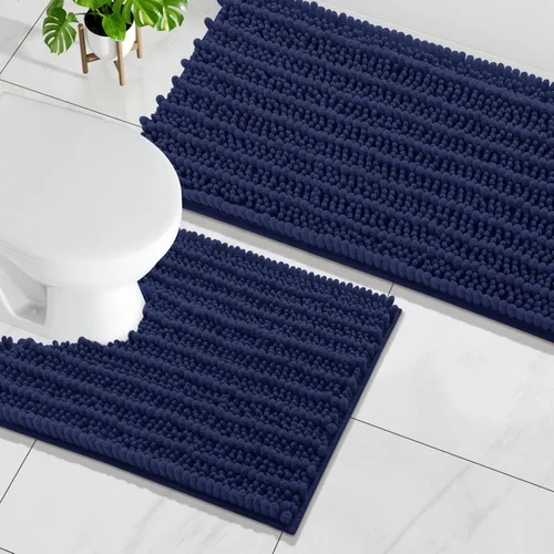 Miniatura 36 de Arotive Juego de 2 alfombras de baño de felpilla de lujo, extra suaves, absorbentes, peludas y alfombras de baño de contorno en forma de U