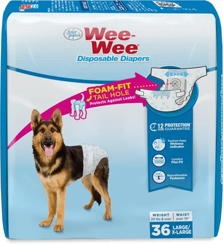 Four Paws Wee-Wee - Pañales de entrenamiento para perros desechables y ajustables, superabsorbentes, protección a prueba de fugas para perros, talla
