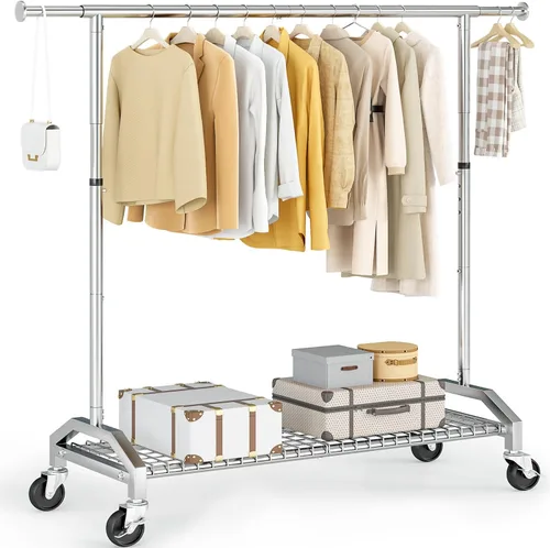 Miniatura 11 de Wiracks Perchero de Servicio Pesado para Colgar Ropa 350lbs Perchero de Ropa Ruedas Industriales de 3" 51 a 71" An x 16.53" Pr x 65" a 71" Al